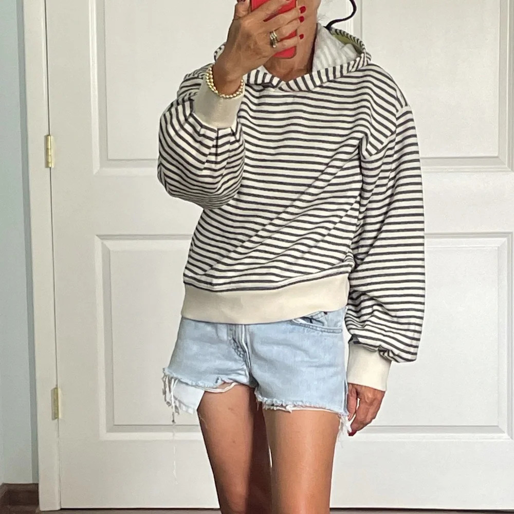 Lou & Grey Stripe Balloon Sleeves Hoodie size S - Picture 3 of 14